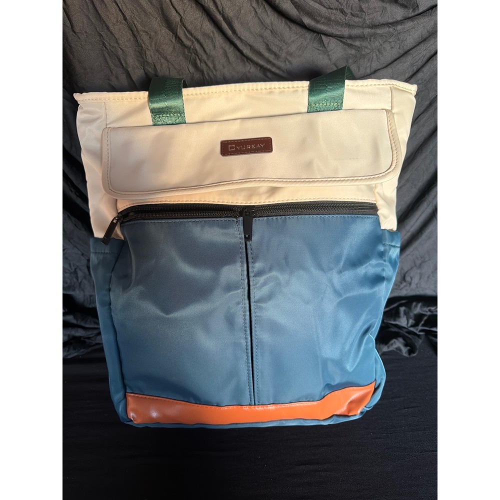 Yureay Convertible Tote Backpack Colorblock Blue Cream Green Laptop Bag